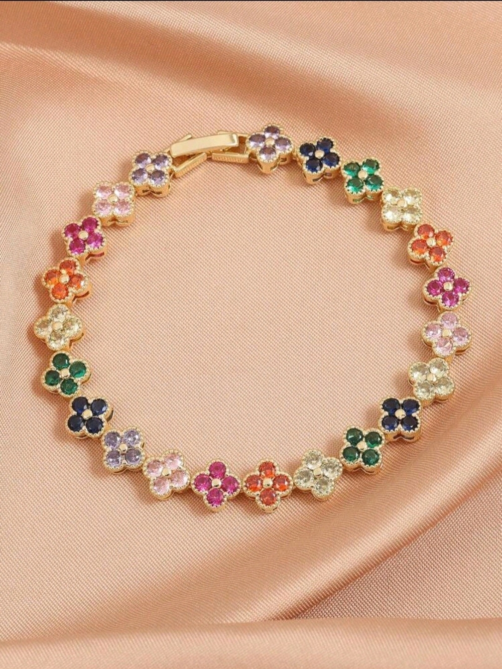 Fashion Jewelry Gold Multicolor Flower Bracelet